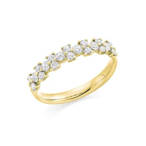 18ct yellow gold band with round brilliant diamonds