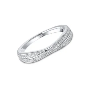 Platinum Crossover Curved 0.20ct Diamond Ring