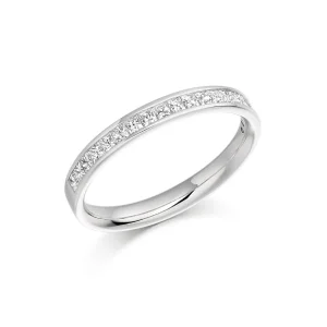 18ct White Gold Band, Channel Set with Princess Cut Diamonds