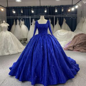 B216# Gorgeous Sequins Long Sleeves Tulle Lace Bridal Gowns