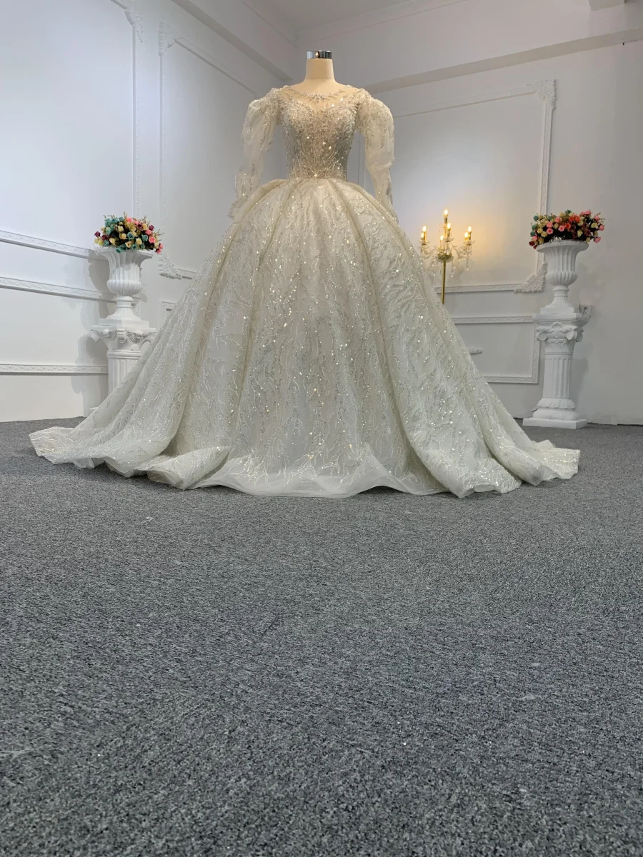 Z002-The Luxury Beading Ball Gown With Removable Sleeve - Image 4