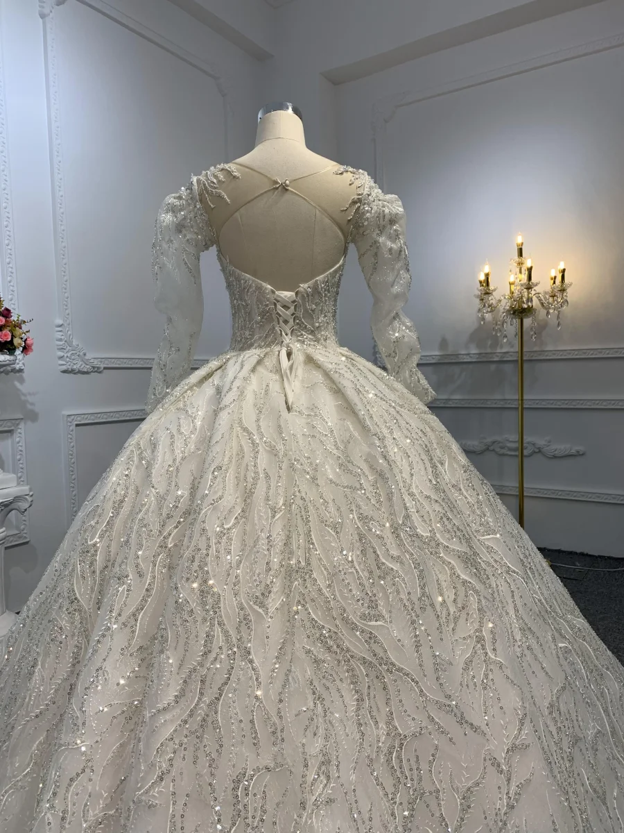 Z002-The Luxury Beading Ball Gown With Removable Sleeve - Image 7