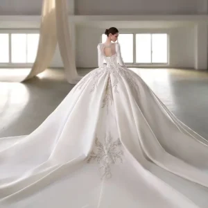 X25-87 STRAPLESS SATIN WEDDING DRESS ADORNED WITH CRYSTALS