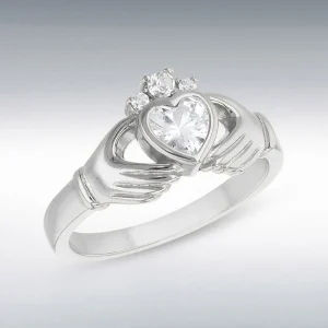 Bonds Sterling Silver Claddagh Ring with Cubic Zircona Heart